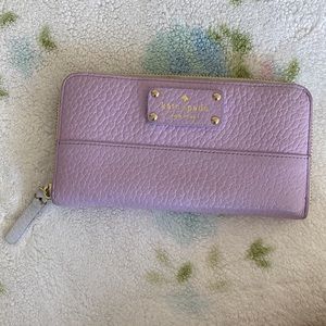 Kate Spade Lilac Purple Wellesley Zip Around Pebbled Leather Wallet